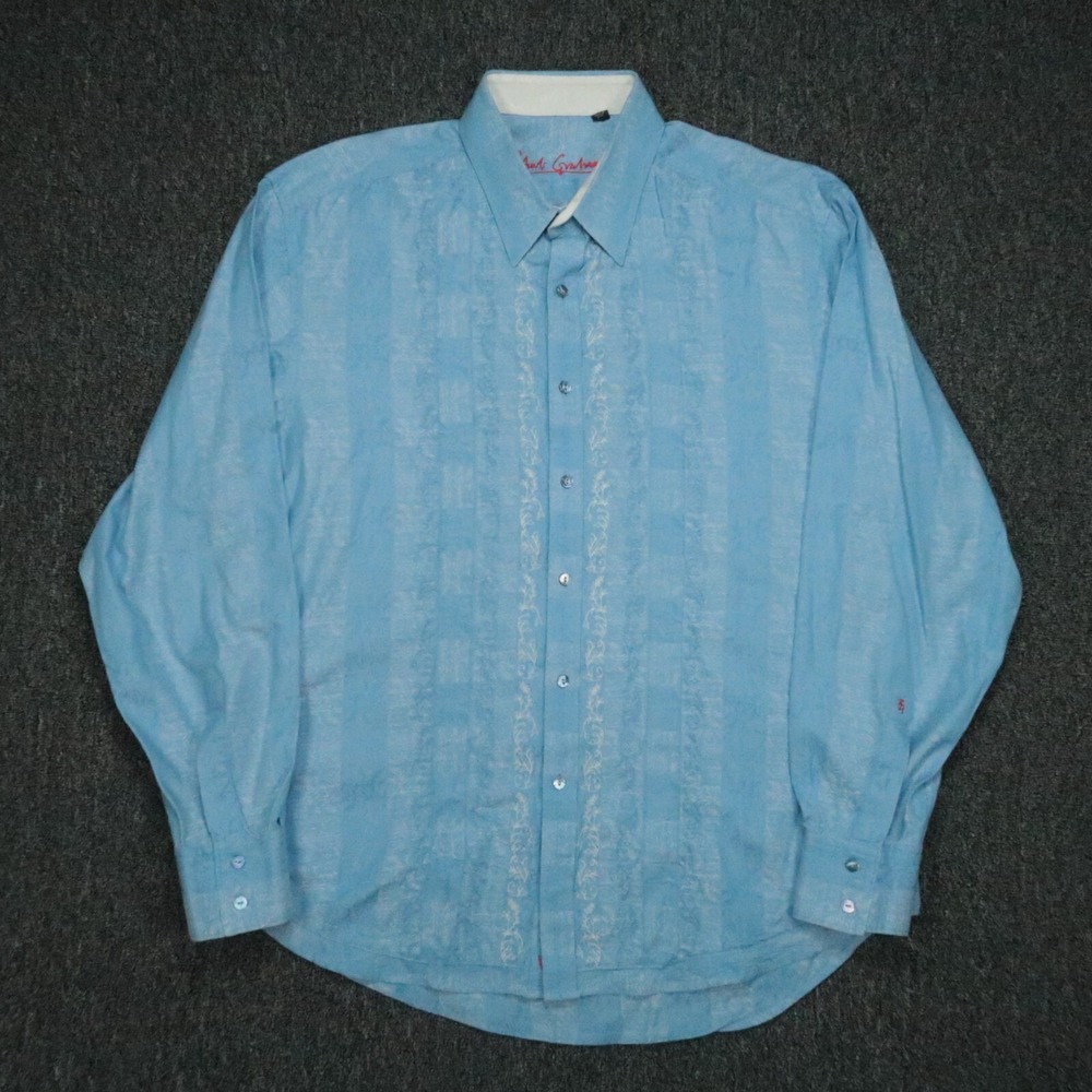 Robert Graham‎ Shirt Mens Extra Large Blue Abstract Long Sleeve Flip Cuff XL